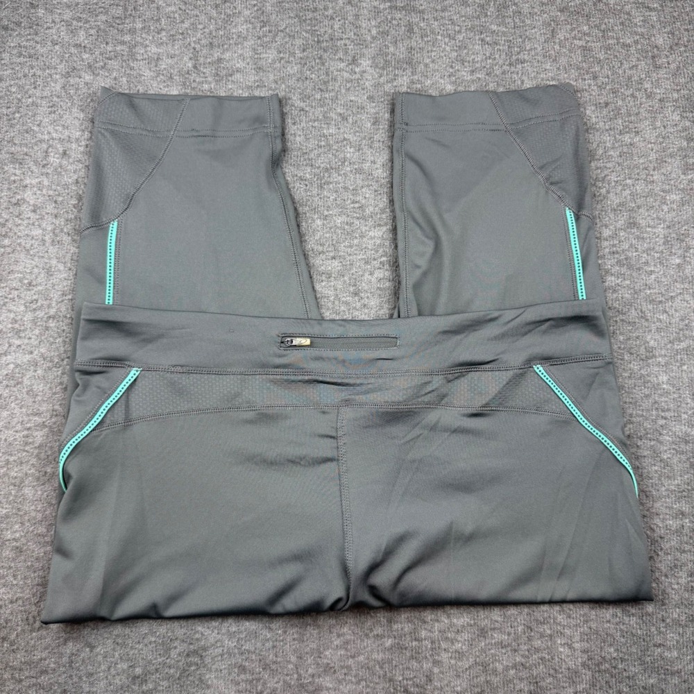 Tek Gear Capri Leggings‎ Womens XL Gray Teal Fitted Running Athletic Crops